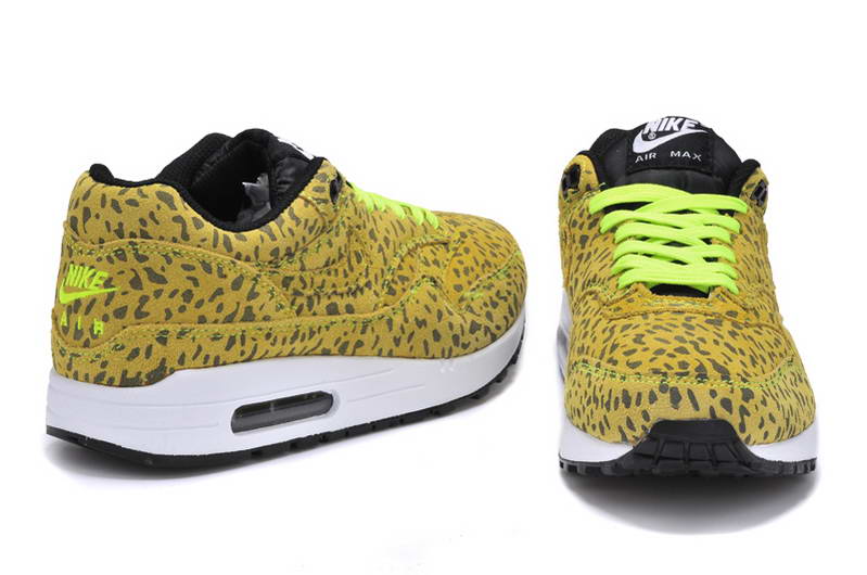 Nike Air Max 1 87 fourrure Chaussures Hommes Jaune Leopard (2)